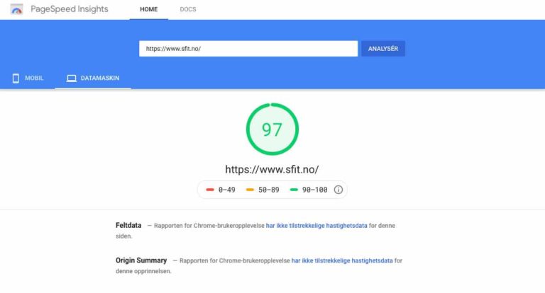 ess Design - Høy score i Google PageSpeed Insight