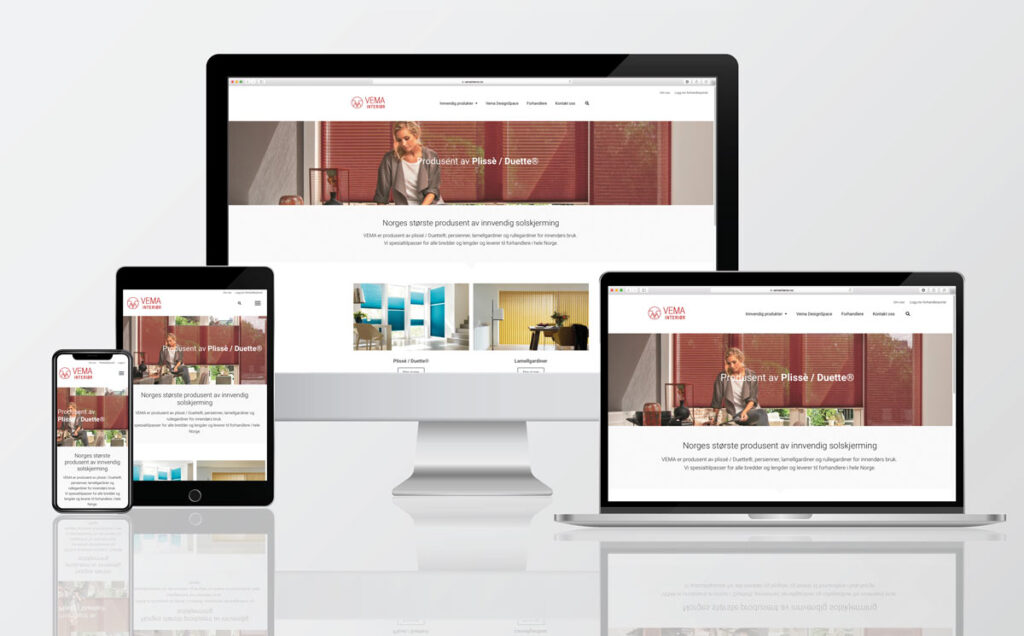 Ny hjemmeside med responsivt design for Vema Interiør - Produkter